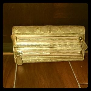 Coach Women's Large Metallic Gold Wallet